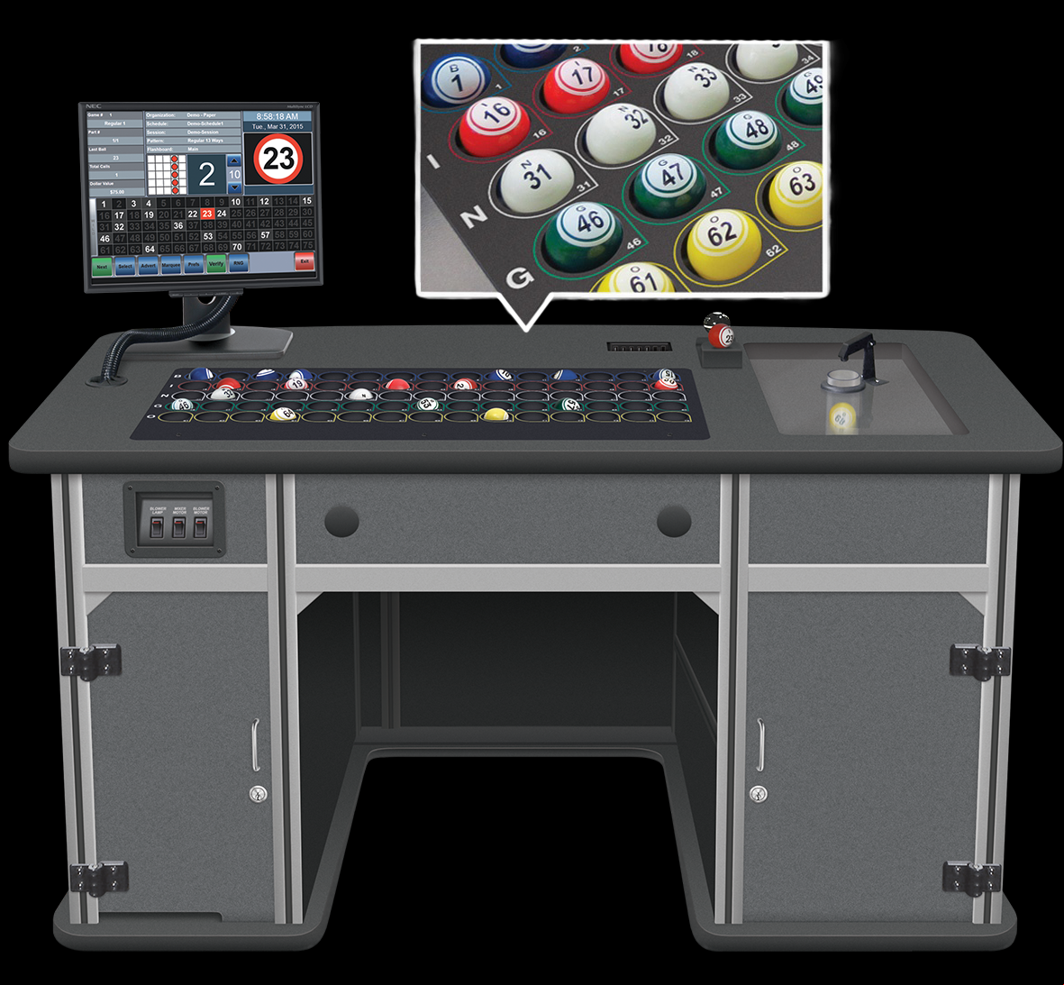 Statesman Premier Bingo Console with Color Code Ball Tray
